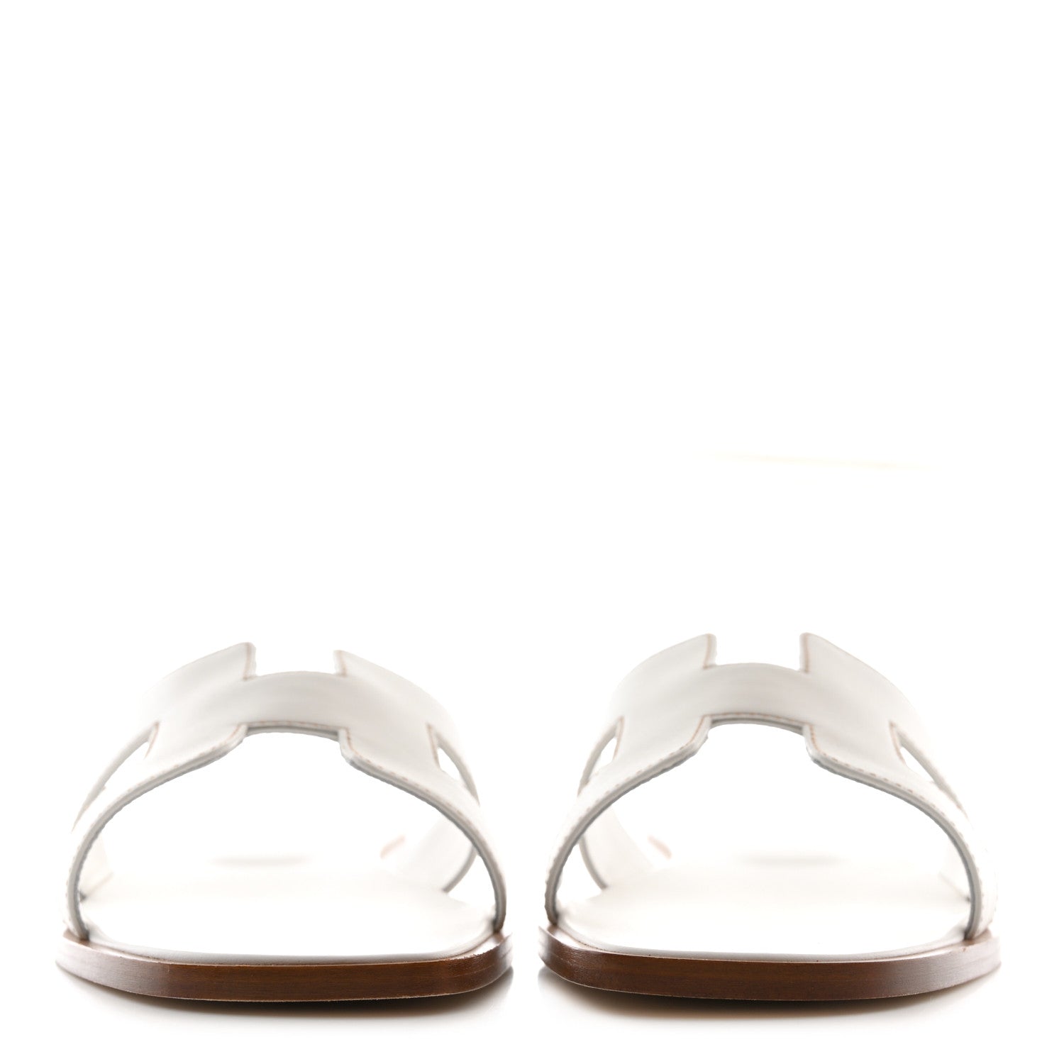 Hermes Box Calfskin Oran Sandals 38.5 White 2 of 9