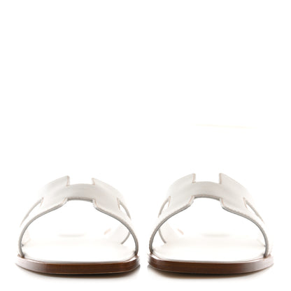 Hermes Box Calfskin Oran Sandals 38.5 White 2 of 9