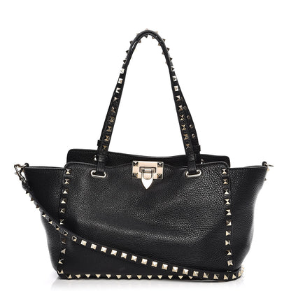 Valentino Garavani Grained Calfskin Small Rockstud Tote Black 1 of 13