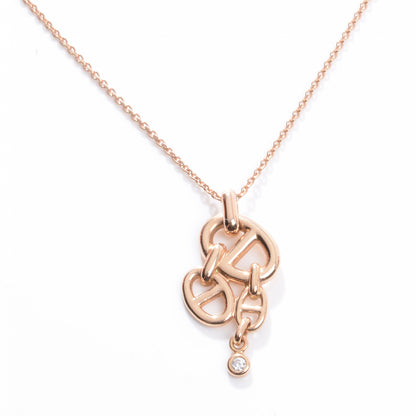 Hermes 18K Rose Gold and Diamond Chaine D Ancre Enchainee Necklace MM 1 of 5