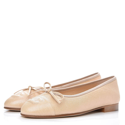 Chanel Iridescent Caviar Ballerina Flats 35 Beige 3 of 9