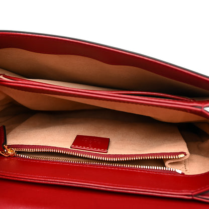 Gucci GG Supreme Monogram Azalea Calfskin Horsebit 1955 Shoulder Bag Beige Ebony New Cherry Red 5 of 12