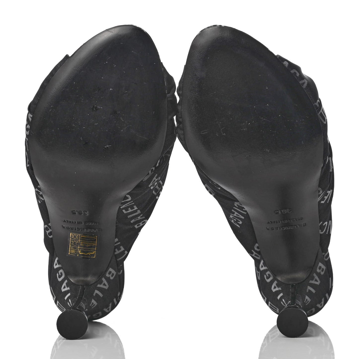 Jacquard Allover Logo Drapy 80mm Sandals 36.5 Black White