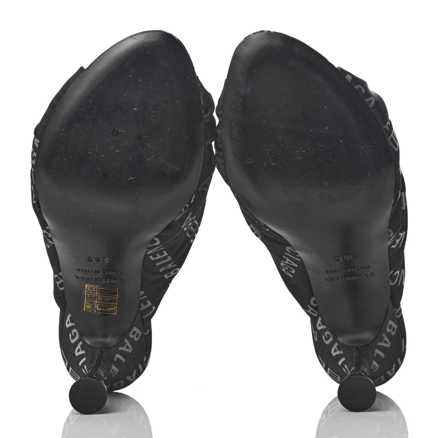 Balenciaga Jacquard Allover Logo Drapy 80mm Sandals 36.5 Black White 9 of 18