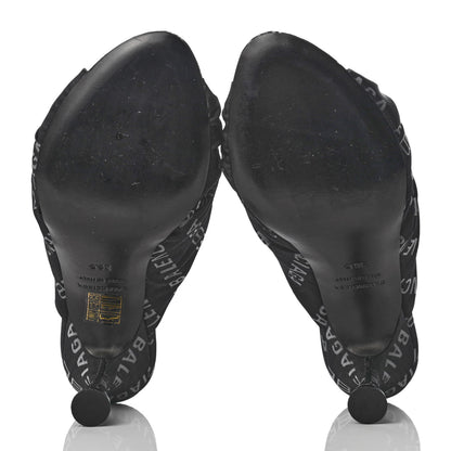 Balenciaga Jacquard Allover Logo Drapy 80mm Sandals 36.5 Black White 9 of 18