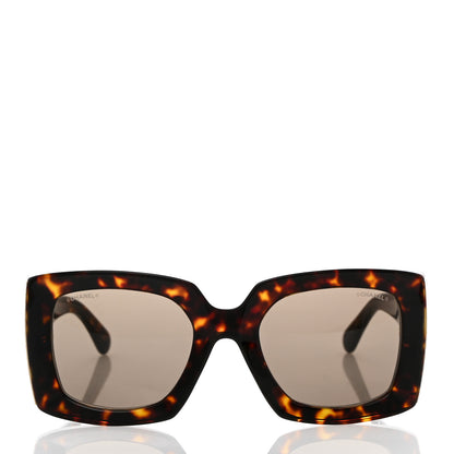 Chanel Acetate Rectangle Sunglasses 5435 Tortoise 2 of 8