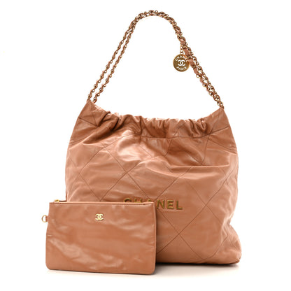 Chanel Shiny Calfskin Quilted Chanel 22 Camel 3 of 14