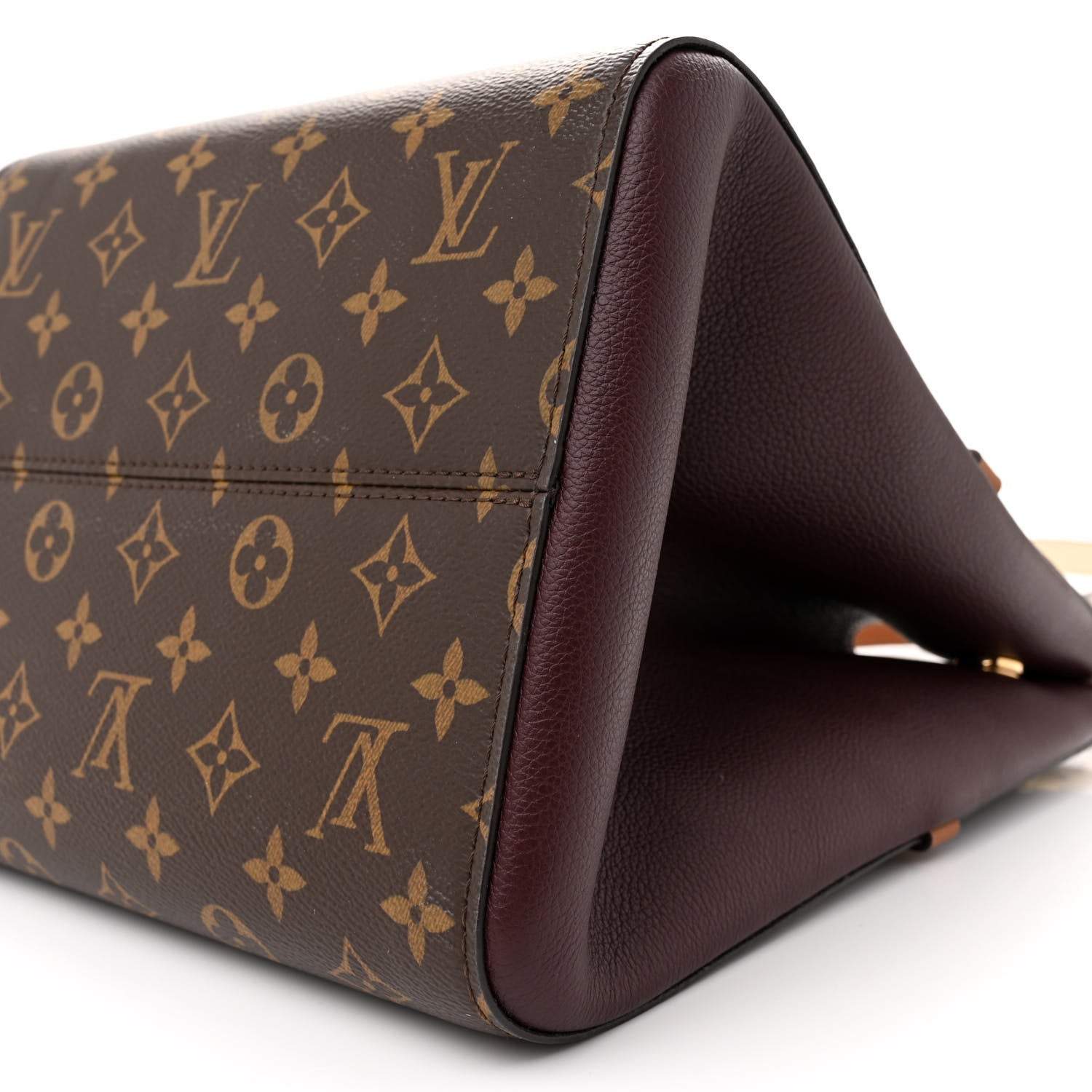 Louis Vuitton Calfskin Monogram Fold Tote MM Black Wine Cream 9 of 10