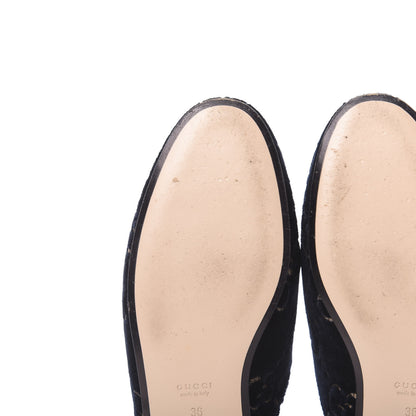 Gucci Velvet GG Monogram Womens Princetown Slippers 36 Blue Beige 9 of 11
