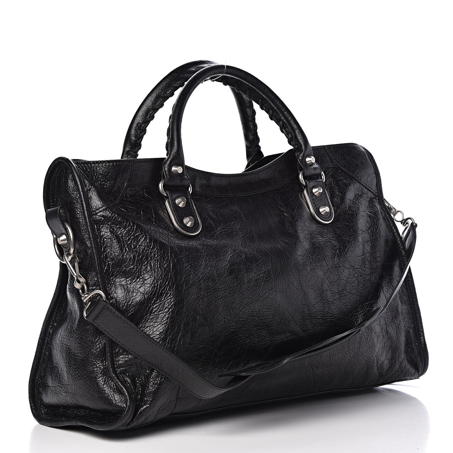 Agneau Silver Metallic Edge Hardware City Black