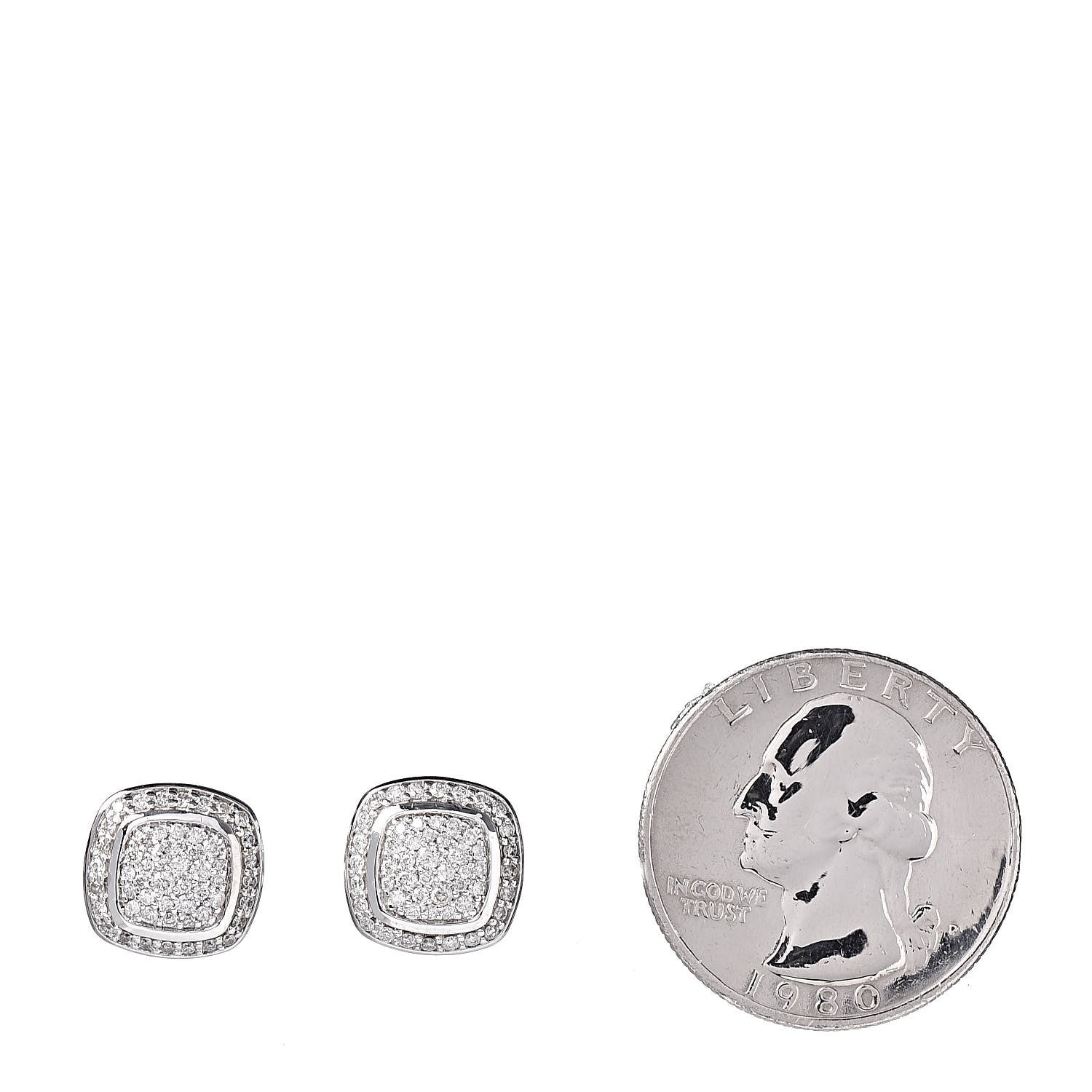 David Yurman Sterling Silver Diamond 7mm Pave Albion Earrings 2 of 4