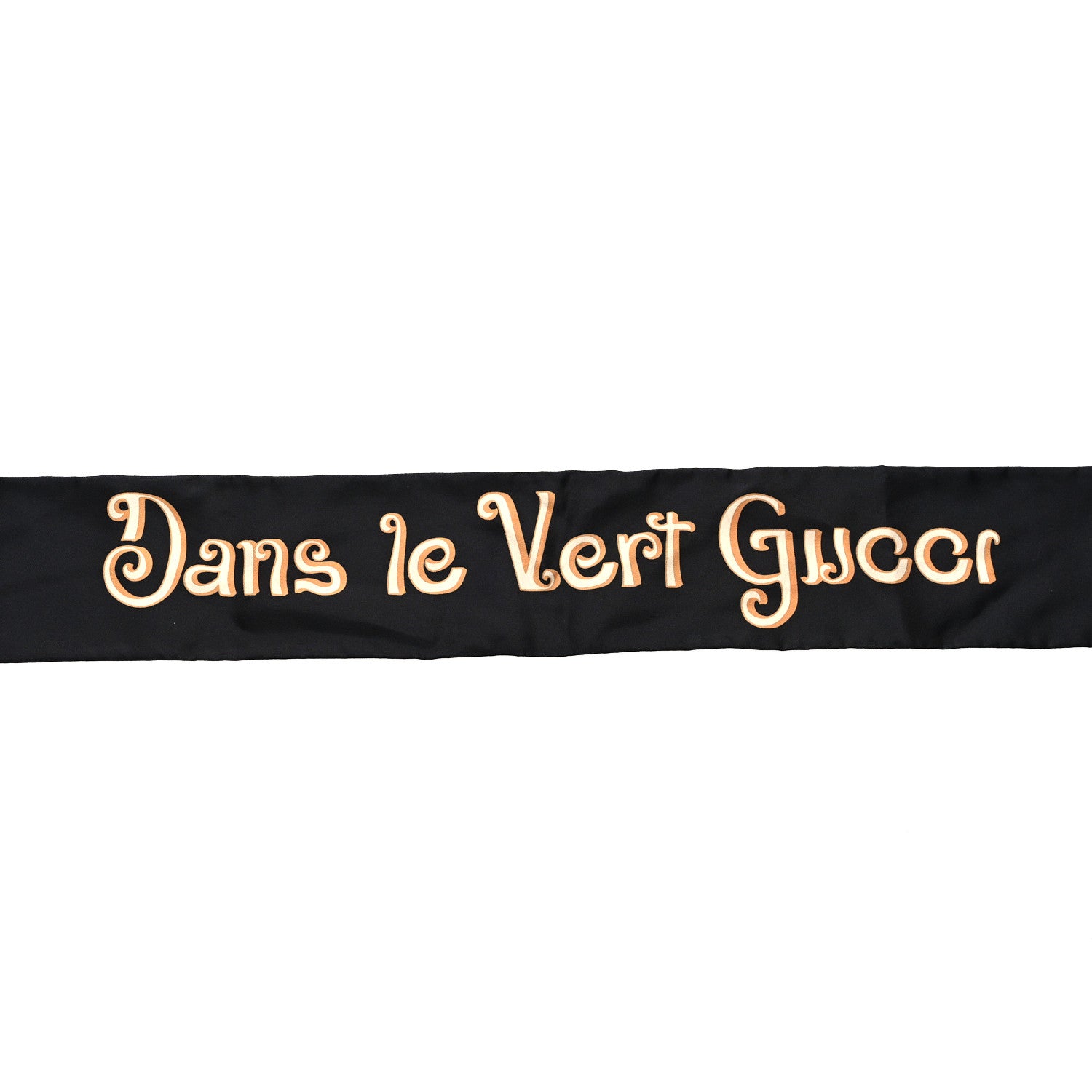 Gucci Silk Twill Lit Ninfea Neck Bow Scarf Beige Black 3 of 3