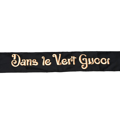 Gucci Silk Twill Lit Ninfea Neck Bow Scarf Beige Black 3 of 3