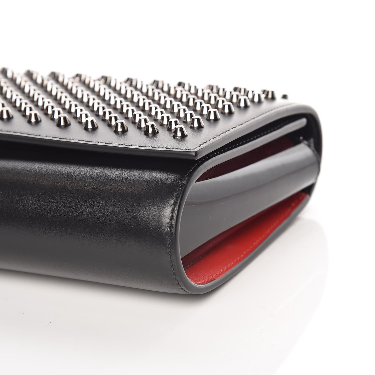 Calfskin Patent Spikes Paloma Clutch Black