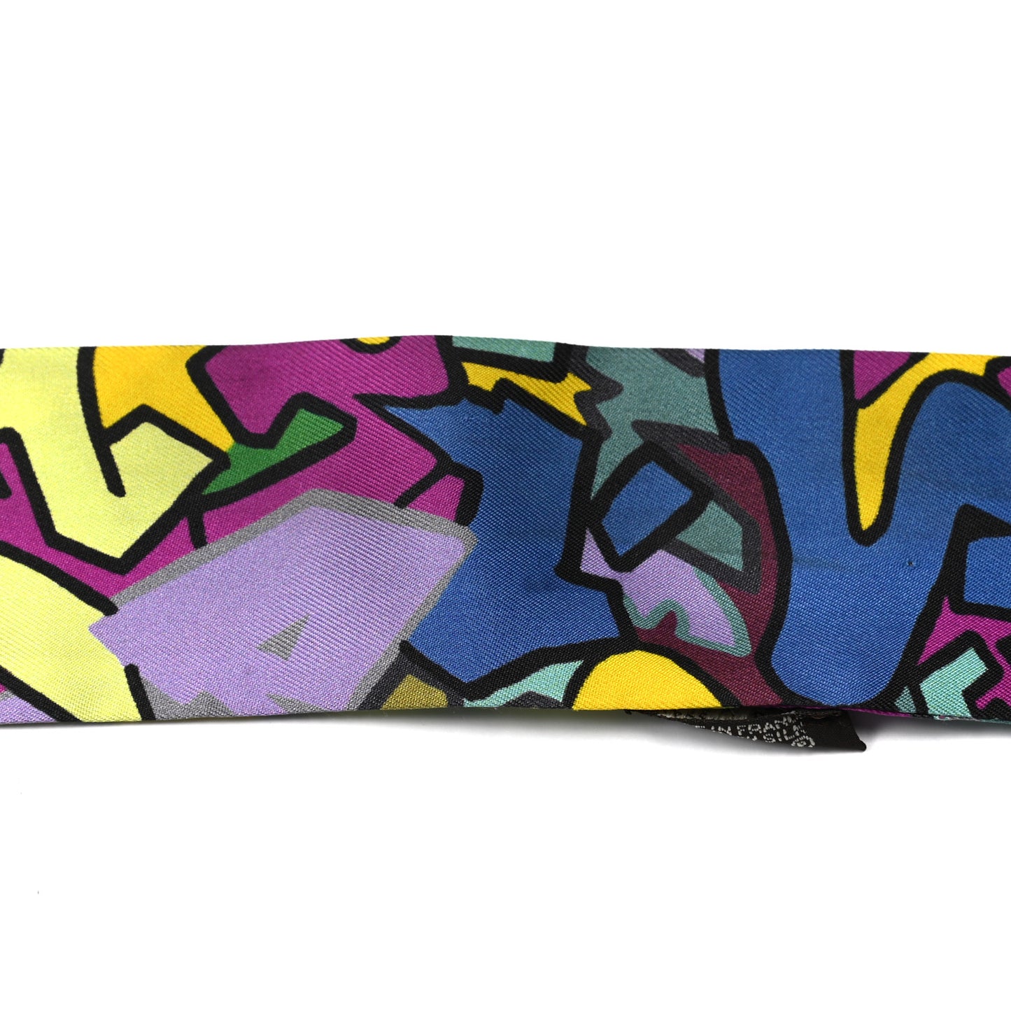 Silk Graff Graffiti Twilly Fuchsia Kaki Jaune