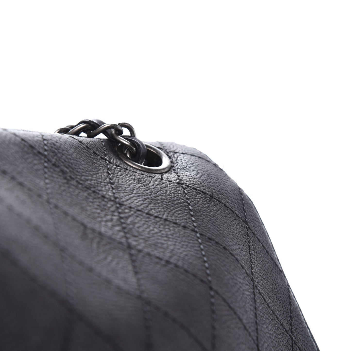 Calfskin Coco Twin Large Flap Black