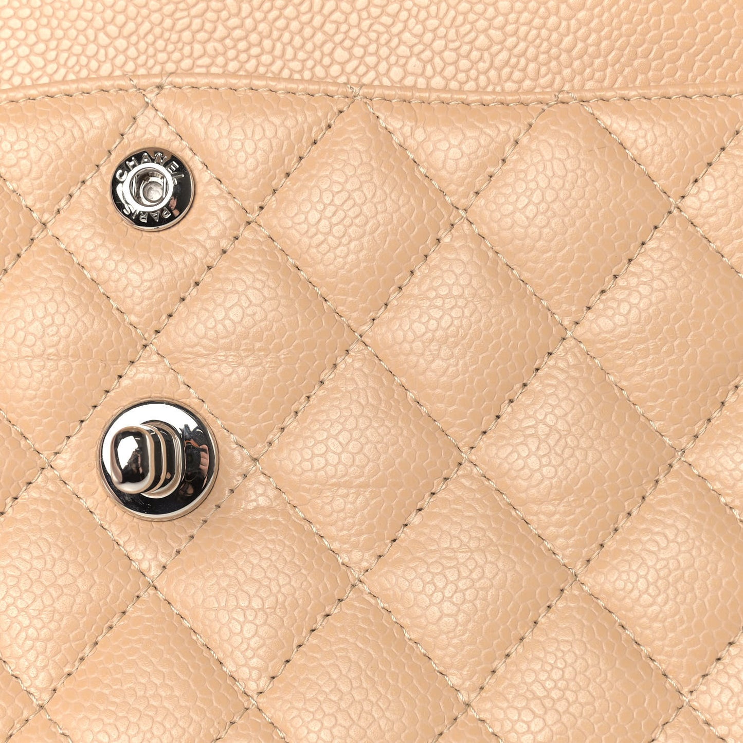 Caviar Quilted Small Double Flap Beige