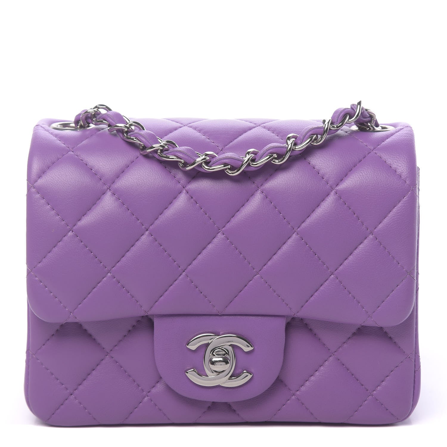 Chanel Lambskin Quilted Mini Square Flap Dark Purple 1 of 11
