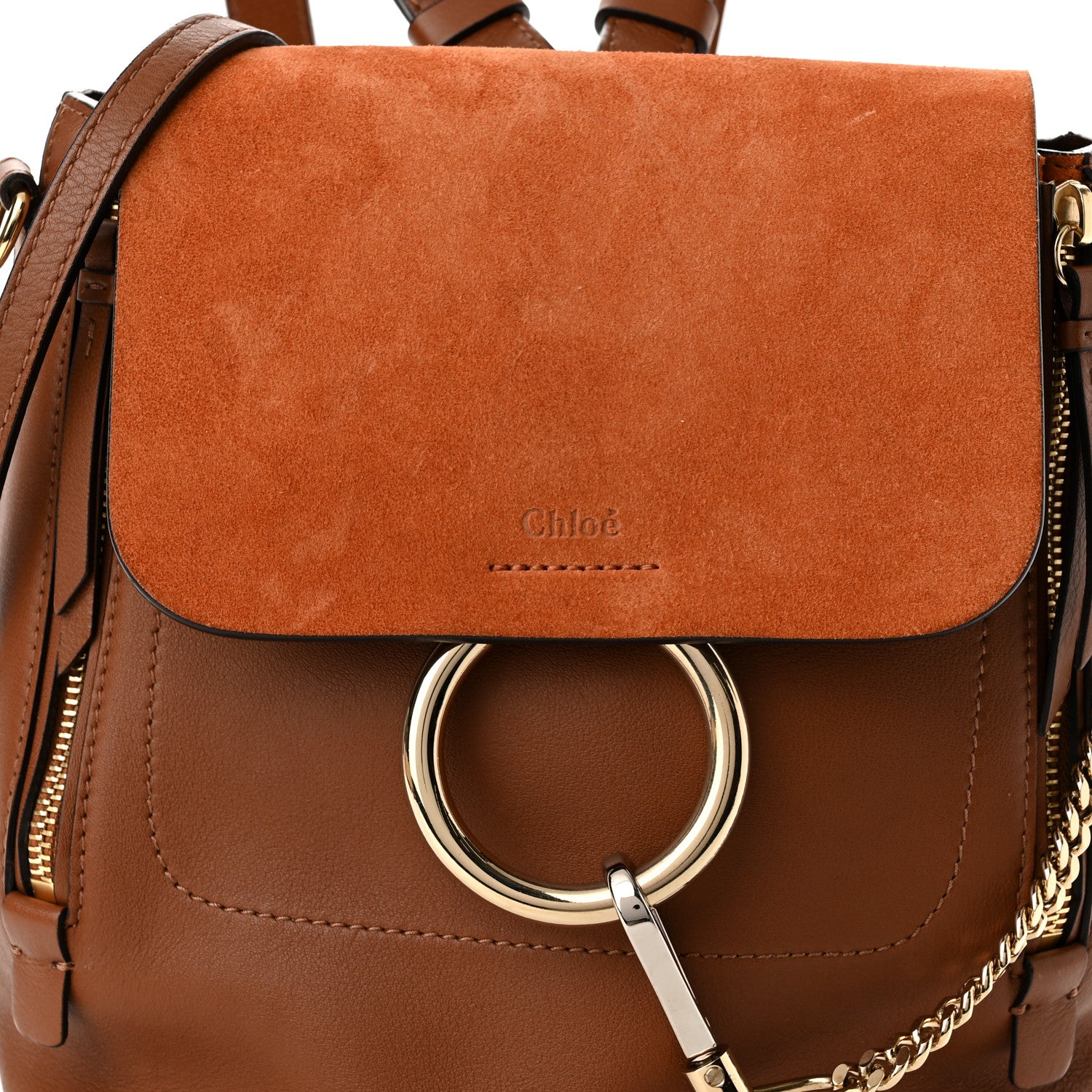 Chloe Suede Calfskin Medium Faye Backpack Tan 7 of 9