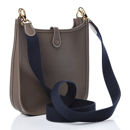 Hermes Taurillon Clemence Amazone Evelyne TPM Etoupe Bleu Indigo 3 of 10