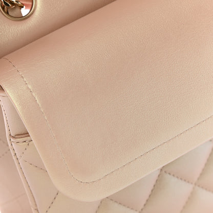 Chanel Iridescent Calfskin Quilted Medium Double Flap Beige 22 of 22