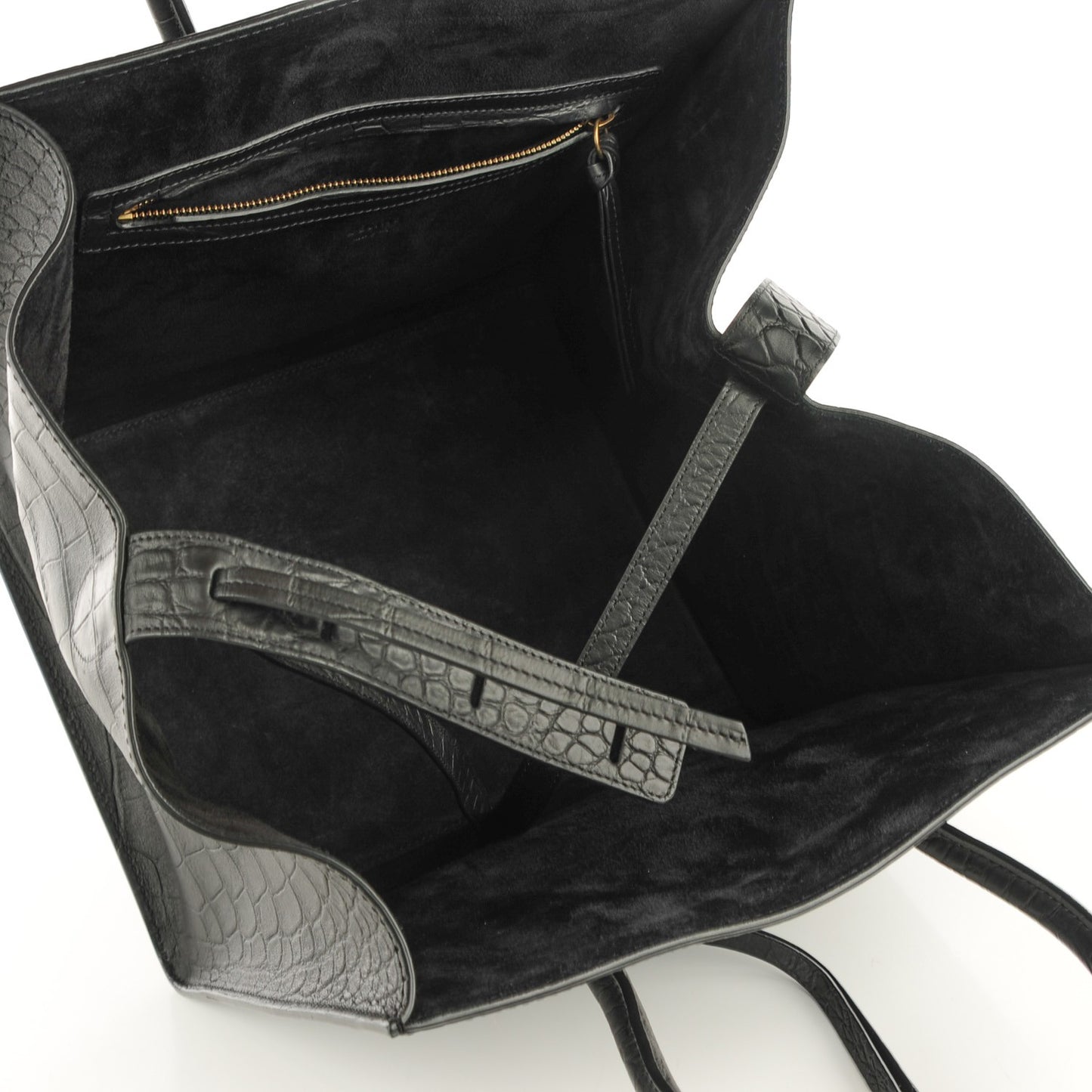 Crocodile Embossed Calfskin Medium Phantom Luggage Black