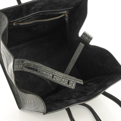 Celine Crocodile Embossed Calfskin Medium Phantom Luggage Black 5 of 7