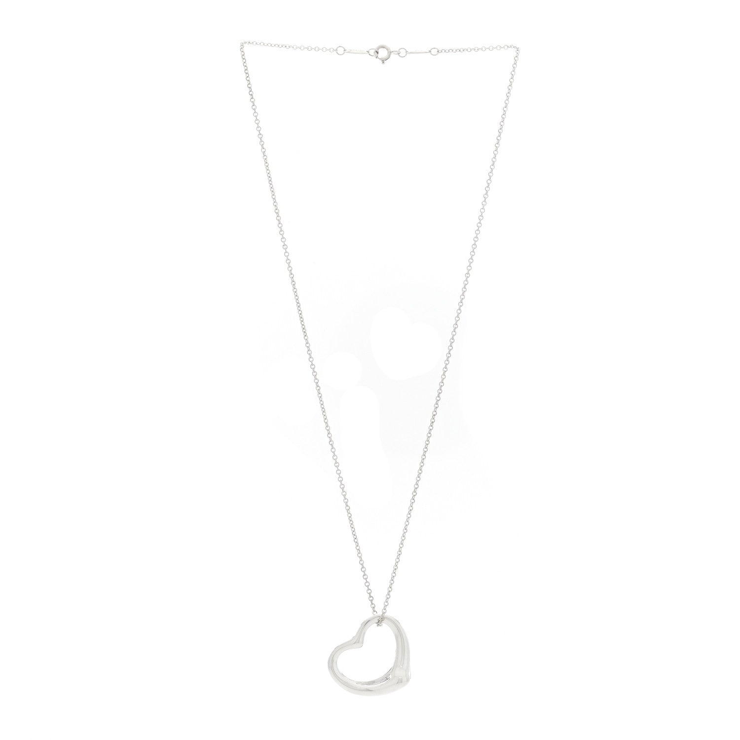 Tiffany Sterling Silver 27mm Elsa Peretti Open Heart Pendant Necklace 3 of 5