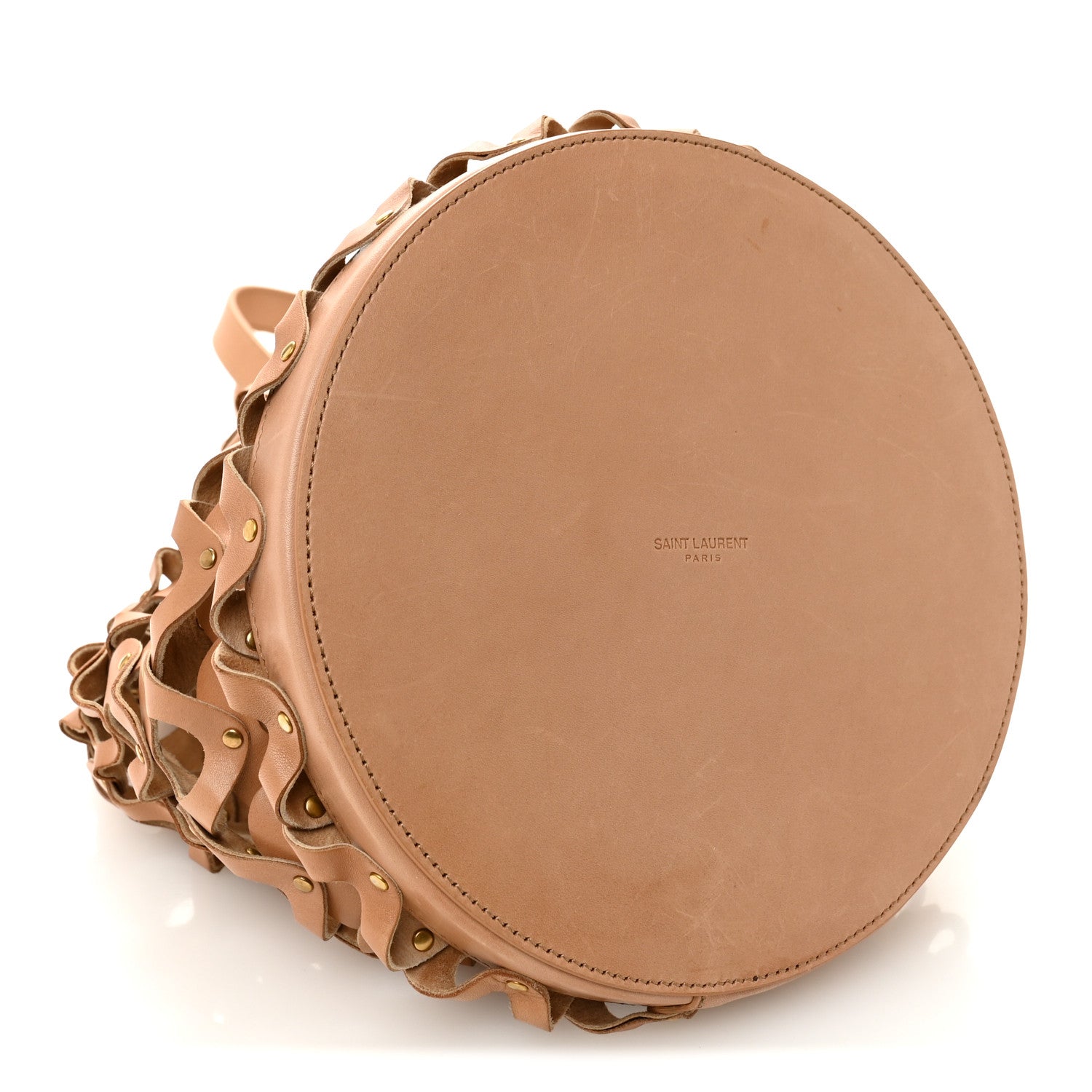 Saint Laurent Vegetable Tanned Calfskin Studded Seau Coeur Bucket Bag Vintage Brown 4 of 10