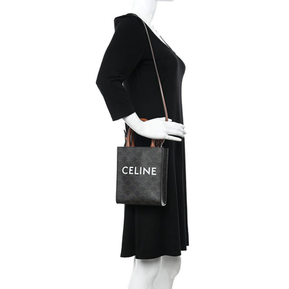 Celine Triomphe Canvas Calfskin Mini Vertical Cabas Tan 2 of 11