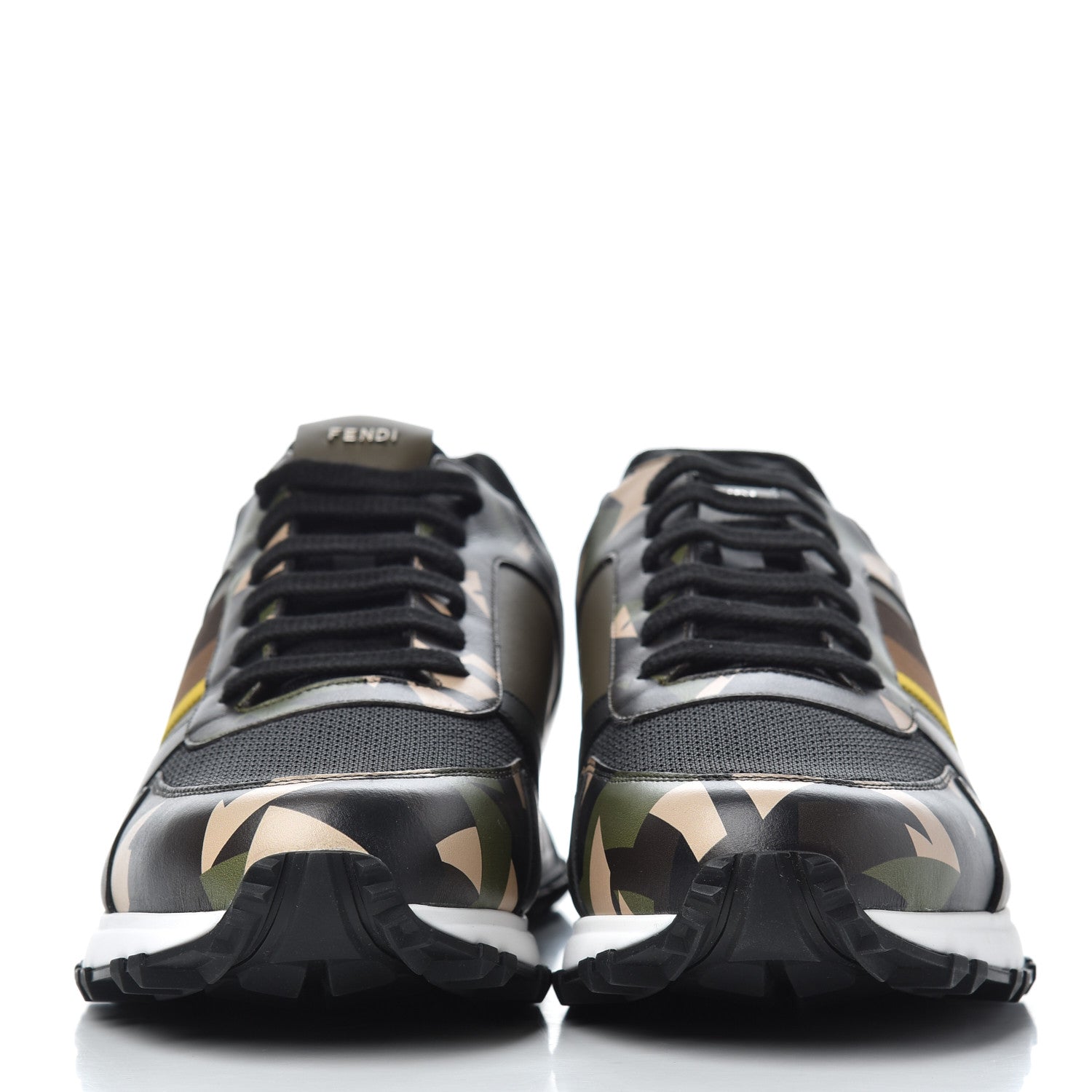 Fendi Calfskin Nylon Mens Camo Bugs Sneakers 11 Military Black Multicolor 2 of 9