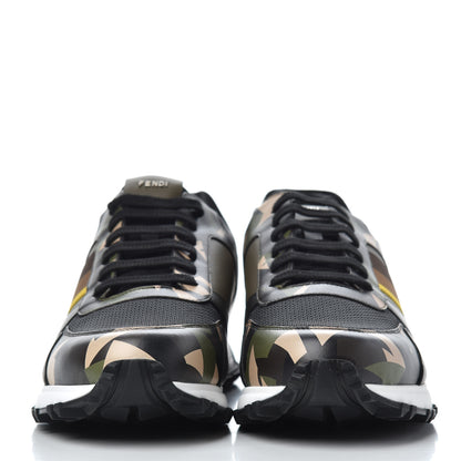 Fendi Calfskin Nylon Mens Camo Bugs Sneakers 11 Military Black Multicolor 2 of 9