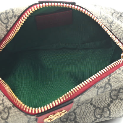 Gucci Soft GG Supreme Monogram Calfskin Small Ophidia Cosmetic Case Beige Ebony Hibiscus Red 5 of 9