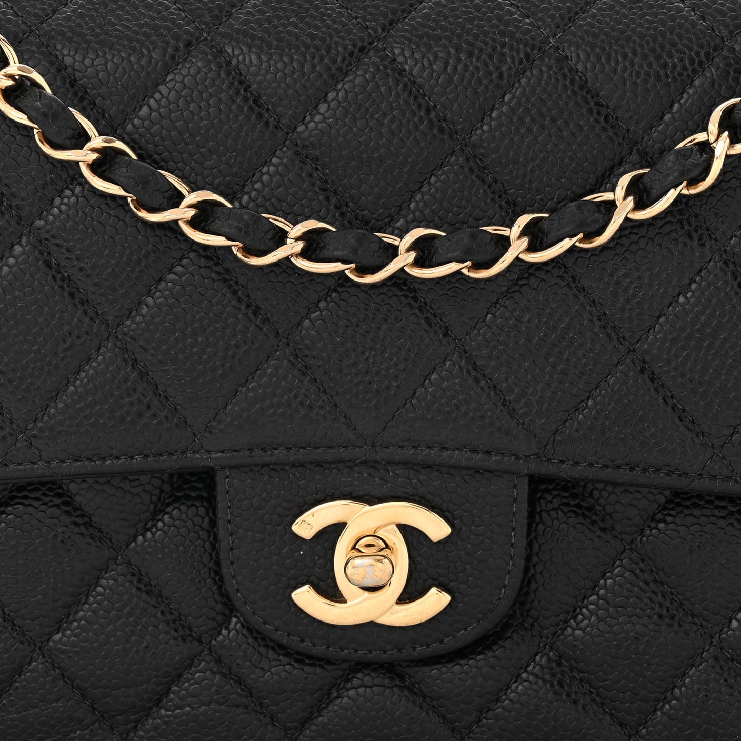 Caviar Quilted Medium Double Flap Black