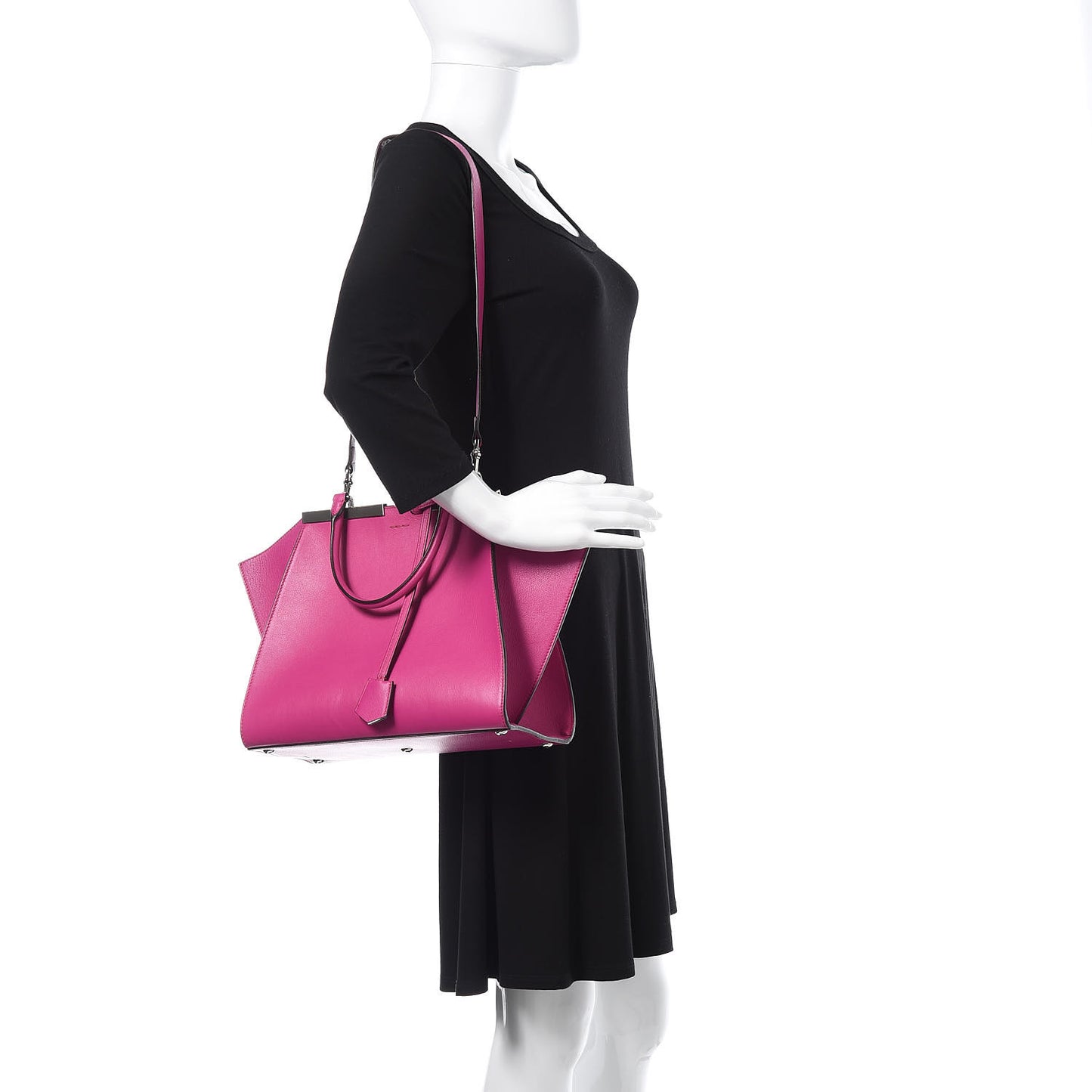 Vitello Dolce Shiny Nappa Petite 3Jours Tote Magenta Carbone