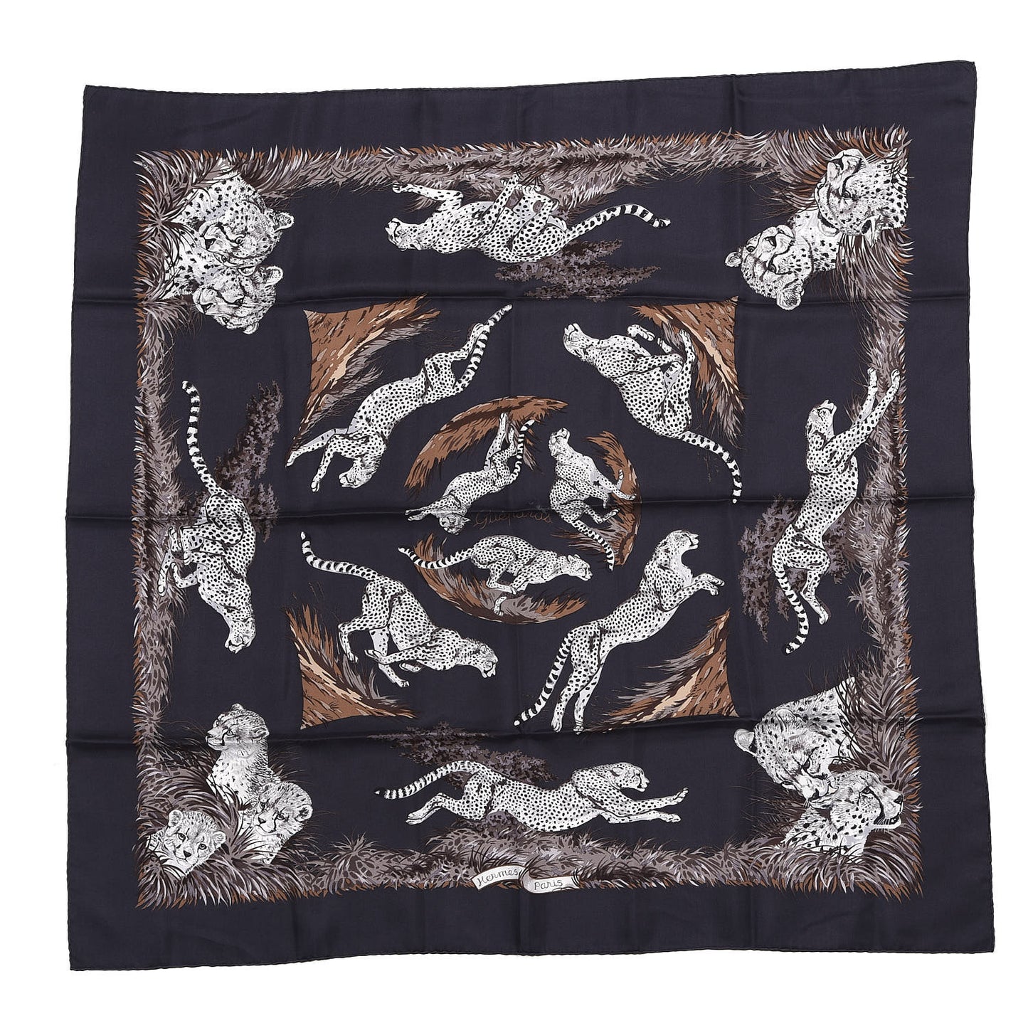Silk Guepards Scarf 90