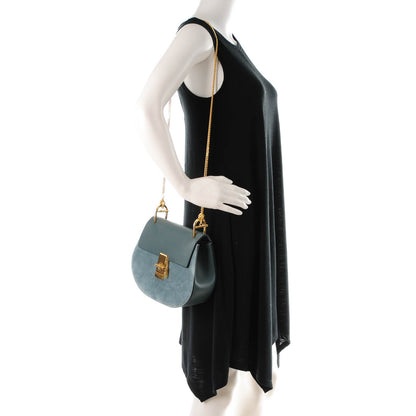 Chloe Suede Smooth Calfskin Drew Shoulder Bag Cloudy Blue 2 of 7