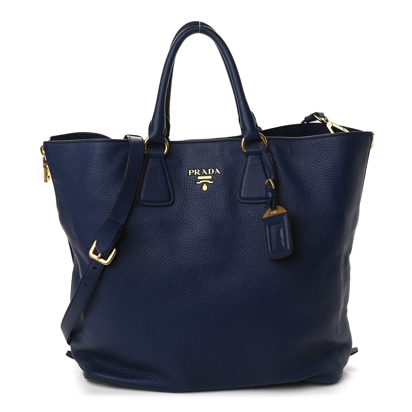 Vitello Daino Side Zip Tote Bluette