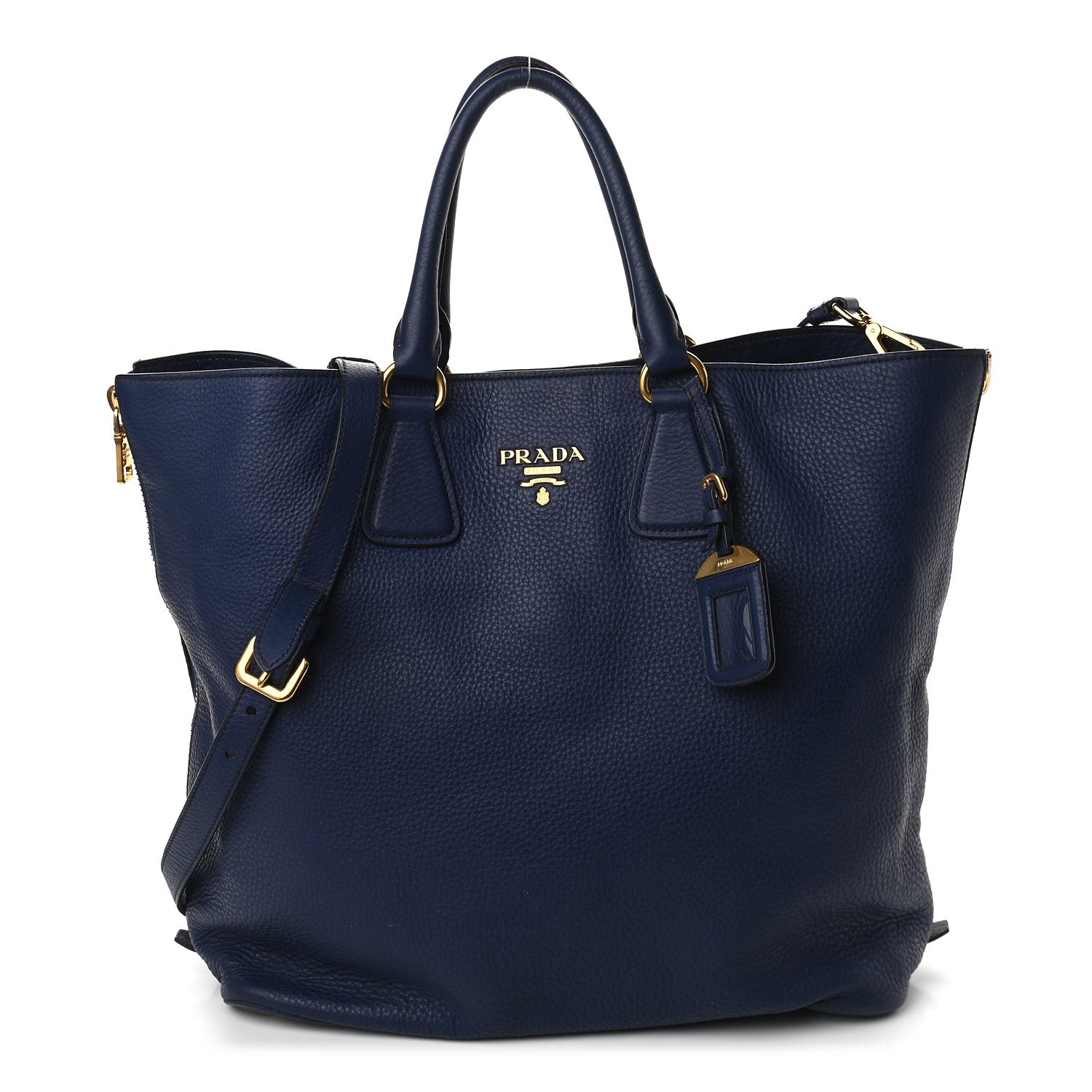 Prada Vitello Daino Side Zip Tote Bluette 1 of 11