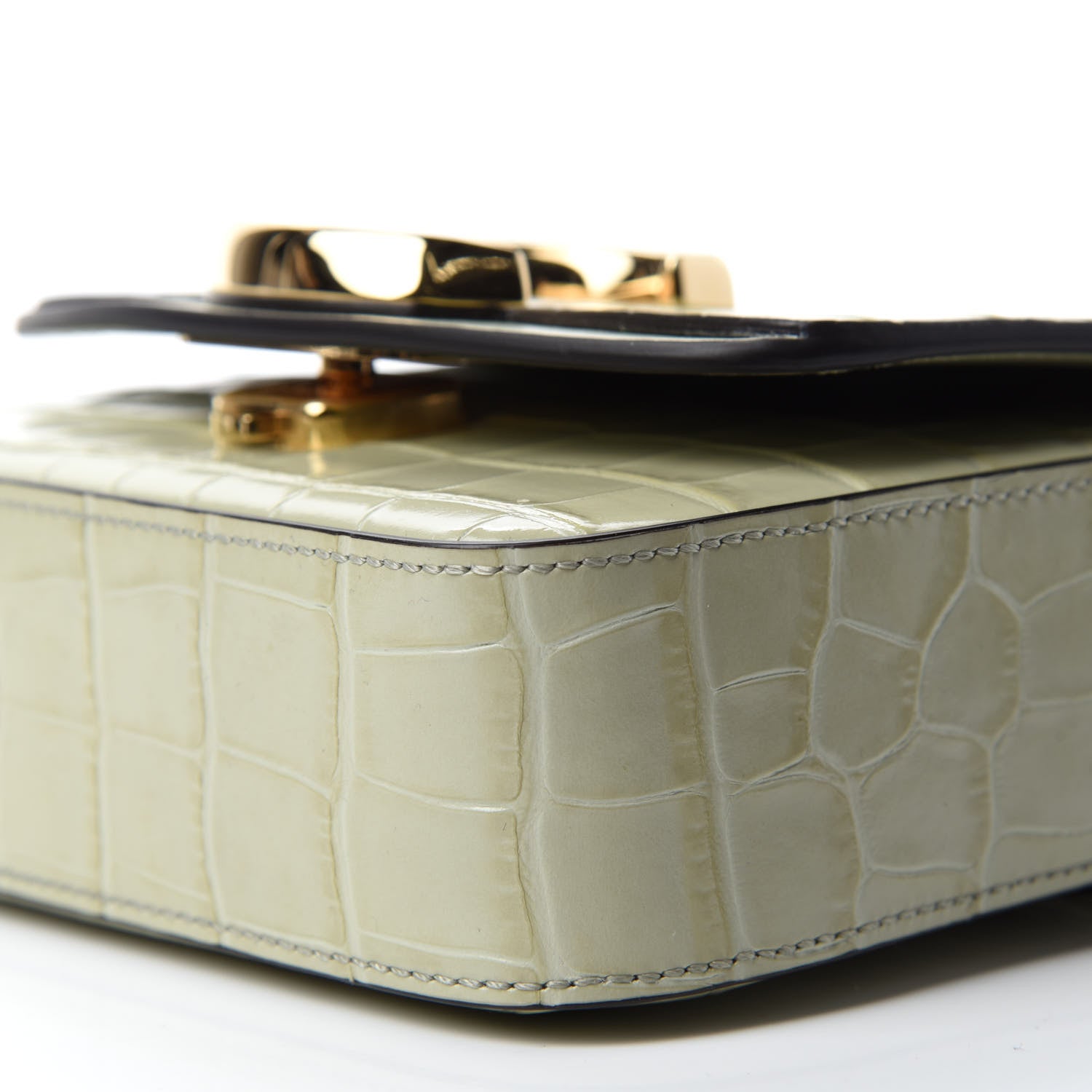 Chloe Calfskin Crocodile Embossed Mini C Double Carry Light Eucalyptus 7 of 9