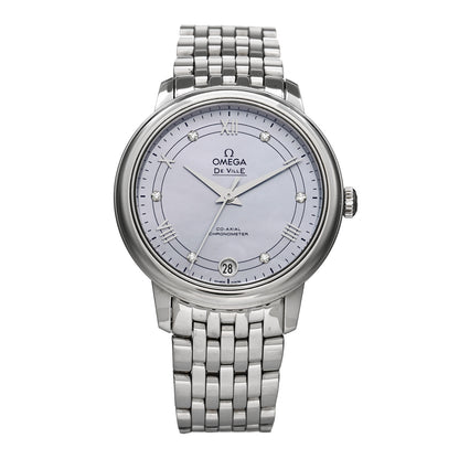 Omega Stainless Steel Diamond Blue Mother of Pearl 33mm De Ville Prestige Automatic Watch 424.10.33.20.57.001 1 of 5