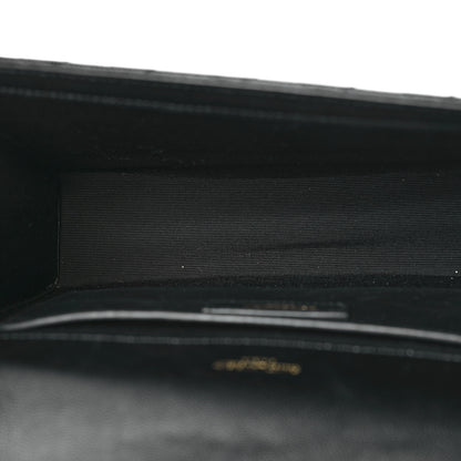 Saint Laurent Grain De Poudre Textured Mixed Matelasse Triquilt Medium Monogram Satchel Black 7 of 11