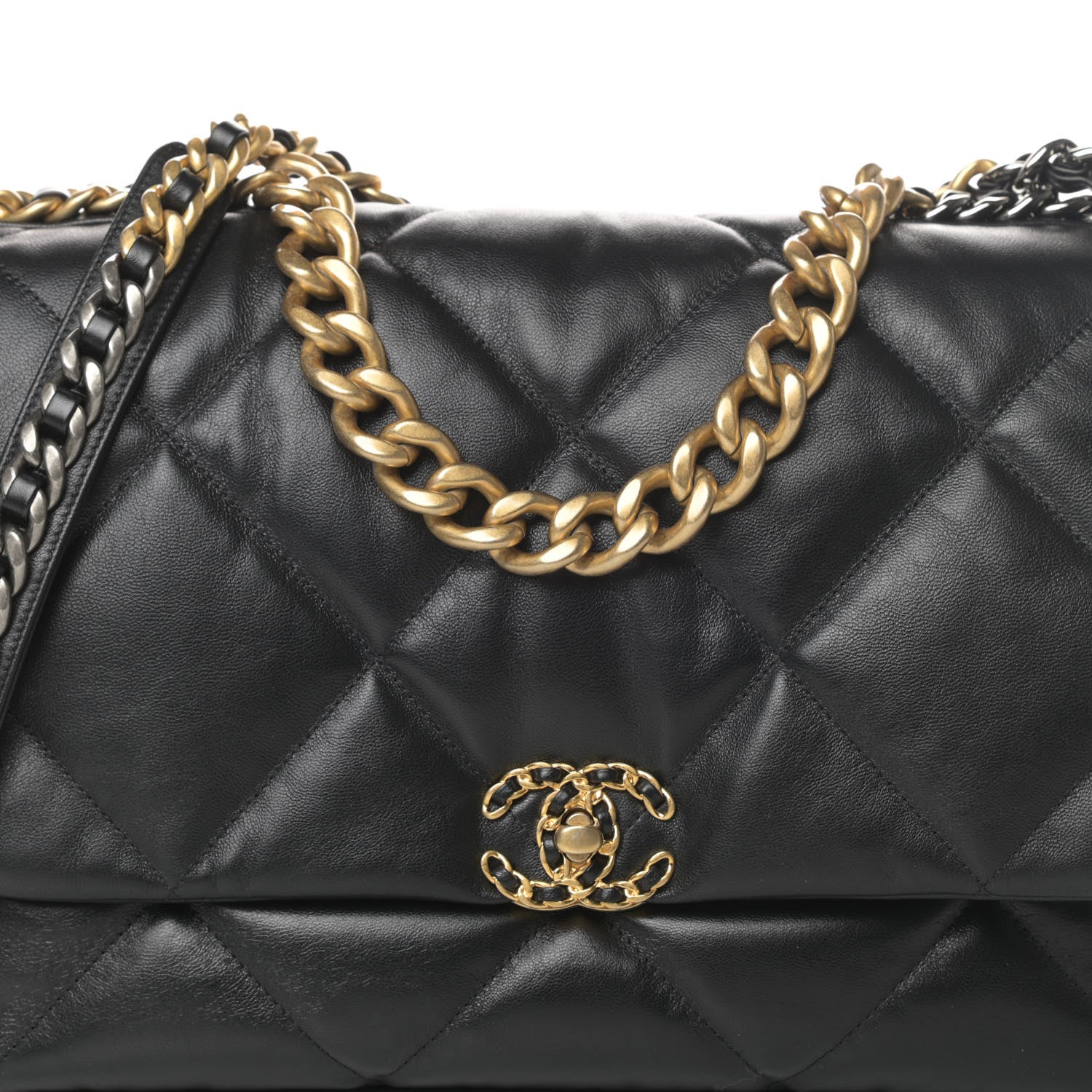 Chanel Shiny Goatskin Quilted Maxi Chanel 19 Flap Black 8 of 11