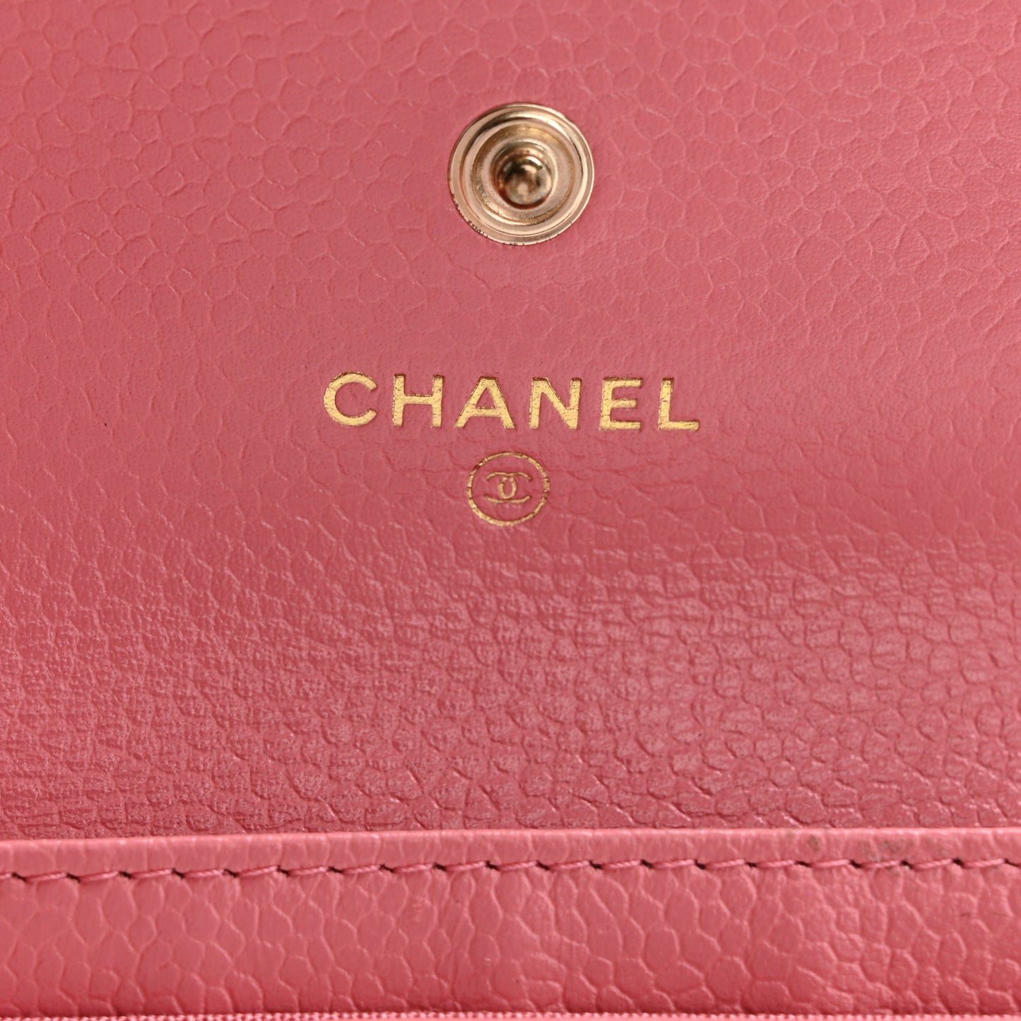 Caviar Camellia Embossed Card Holder Wallet Pink