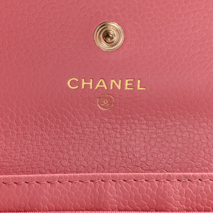 Chanel Caviar Camellia Embossed Card Holder Wallet Pink 6 of 9