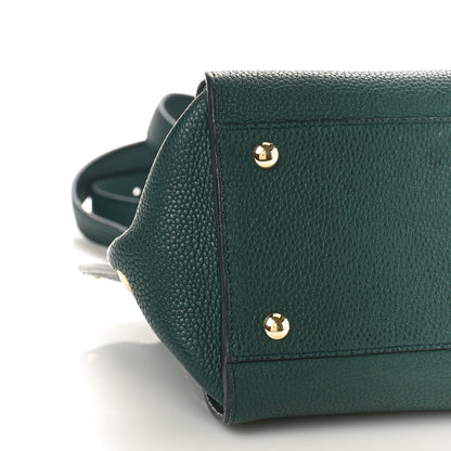 Salvatore Ferragamo Grained Calfskin Sofia Satchel Dark Green 7 of 10