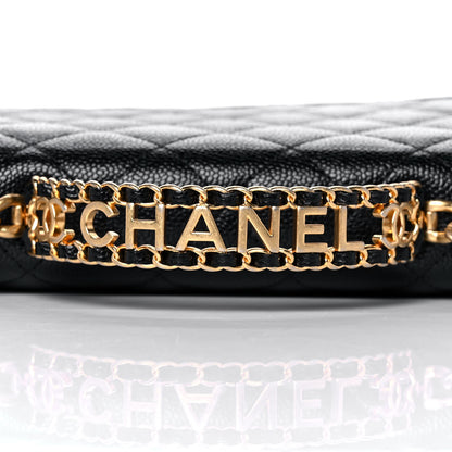 Chanel Shiny Caviar Quilted Pick Me Up Wallet On Chain WOC Black 11 of 14