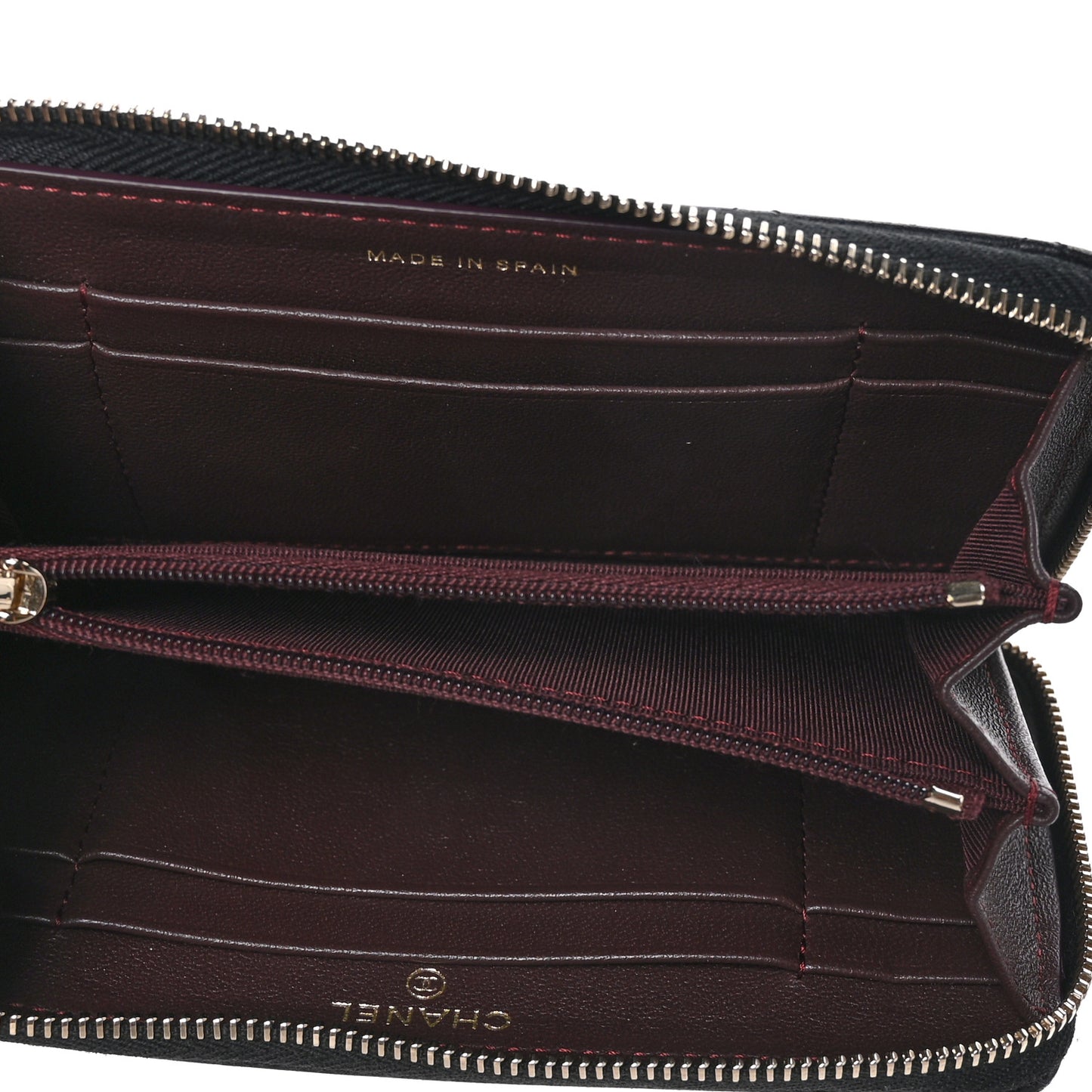 Lambskin Quilted Medium Zip Around Wallet Black