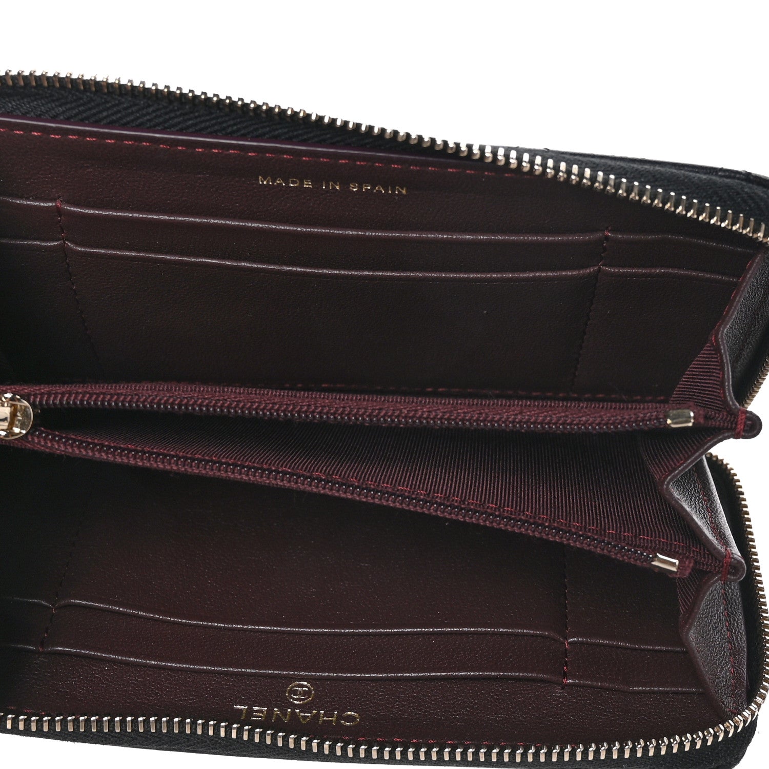Chanel Lambskin Quilted Medium Zip Around Wallet Black 5 of 8