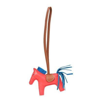 Hermes Milo Lambskin Grigri Rodeo Horse Bag Charm PM Rose Texas Bleu Zanzibar Gold 1 of 3